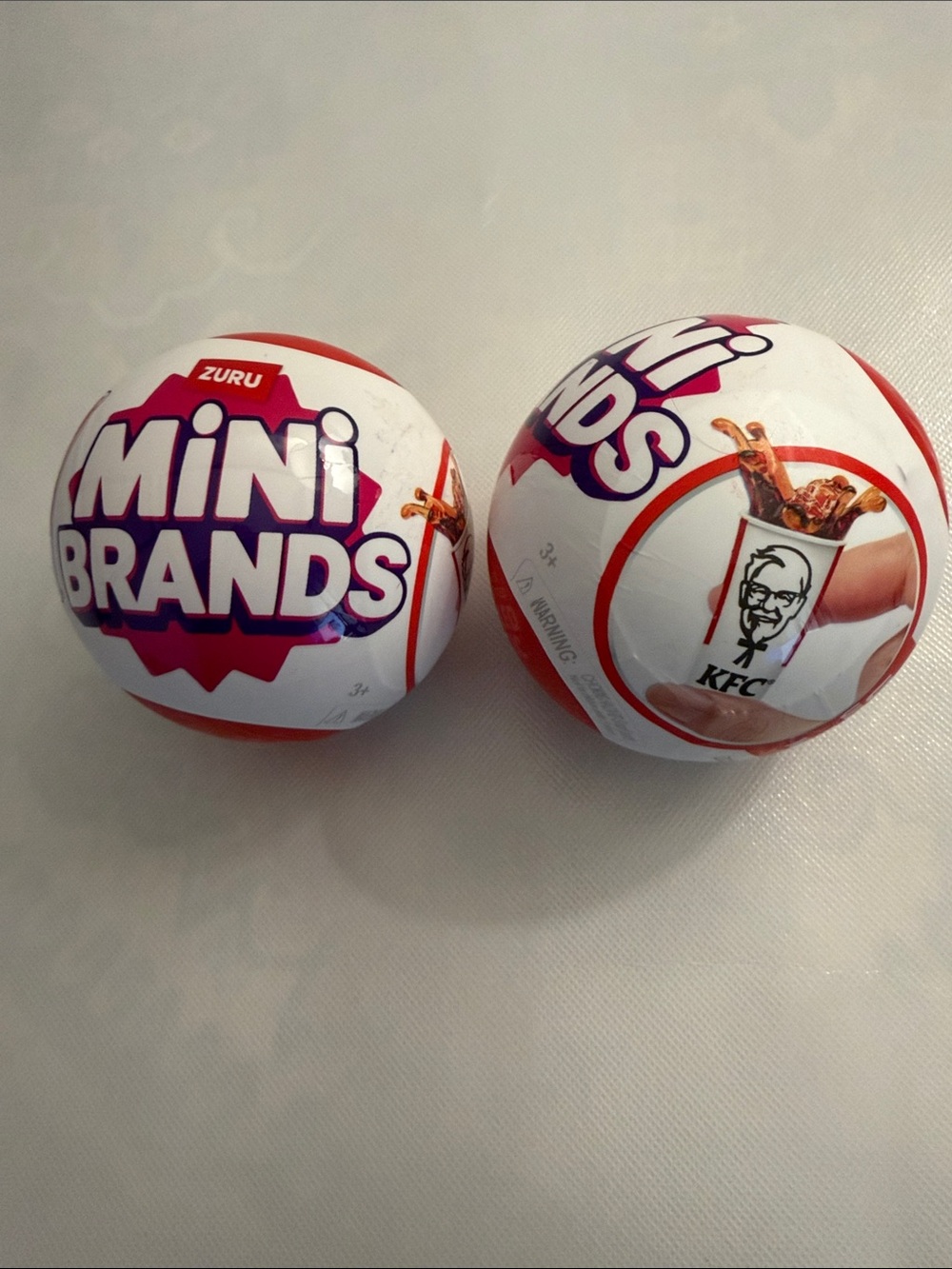 Mini Brands KFC Surprise Balls , 2 unopened - White and Red